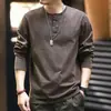 Camiseta de manga longa de alta qualidade para homens, moletom de marca da moda outono 2026, camisa básica casual com gola henley, atacado