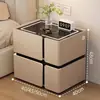 Mesita de noche inteligente, simple y moderna, multifuncional con carga inalámbrica y altavoz, gabinete de mesita de noche de madera maciza de lujo ligero para uso en el hogar del dormitorio