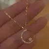 Nova Gargantilha de Zircônia Estrela e Lua de Verão Super Brilhante Design de Alto Padrão Nicho Ins Gargantilha para Clavícula Estrela e Lua