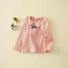 Nova Camada Base Feminina Estilo Primavera para Bebê de 1 Ano, Roupa Camada Base Fina para Bebês e Crianças Pequenas, Blusa de Manga Longa com Gola Boneca Estilo Coreano