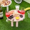 Mesa pequeña plegable de plástico conveniente para playa al aire libre, para vino, soporte para copas de vino y aperitivos, soporte para copas de vino para fiesta al aire libre