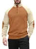 Sudadera casual holgada de hombre con bloques de color y cuello alto, talla europea de Amazon, jacquard, nuevo estilo primavera/otoño, protector de codo