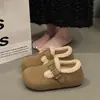 Zapatos Birkenstock Mujer Invierno 2026 Nuevo Estilo Felpa Gruesa Caliente Zapatos de Piel Aumentan Altura Interior Versátiles Antideslizantes Botas de Nieve