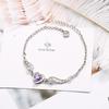 Pulsera de Amor para Mujer Estilo Japonés Estilo Coreano Simple Incrustada con Diamantes Ángel Lindo Alas de Amante Joyería de Mano con Forma de Corazón