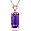Nuevo y elegante colgante rectangular de amatista de lujo con diamantes morados y incrustaciones de circonitas.