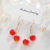 2025 Nuevos Pendientes Rojos de Cereza para Año Nuevo Pendientes Rojos de Cereza para Mujer Accesorios de Alta Gama con Atmósfera Pendientes