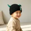 Gorro tejido divertido con forma de dinosaurio para niños, gorro de lana cálido para otoño e invierno que cubre las orejas del bebé, bonito gorro de punto para niños y niñas