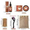 Set de cuatro piezas para el cuidado de la barba con romero transfronterizo, aceite para barba hidratante y de peinado, aceite esencial para el cuidado de la barba de hombres, bálsamo para barba