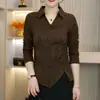 Estilo Chinês Outono e Inverno Nova Camisa Jacquard Elegante com Botões e Forro de Lã Manga Longa Slim-Fit Top Térmico