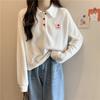 Suéter fino con cuello de polo europeo y americano transfronterizo para mujer primavera y otoño 2022 estilo coreano suelto todo fósforo manga larga top corto