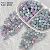 Cuentas redondas de resina con brillo viñeteado, con agujero recto, para manualidades, collares, pulseras, cadenas para teléfono móvil, accesorios.