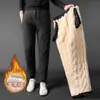 Calças de Inverno Masculinas com Forro de Fleece, Joggers Esportivos, Calças Quentes de Algodão com Lã de Cordeiro de Inverno, Espessadas e Quentes