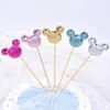 Cuero brillante luminoso de PU estrella de cinco puntas estrella amor Corona Decoración de pastel banderín insertable Escena de Mickey Accesorios para pastel