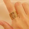 Anillo Europeo y Americano Transfronterizo de Acero Inoxidable con Oro Real de 18K para Mujer, Anillo Geométrico de Lava con Gota de Agua y Combinación de Colores de Alta Gama