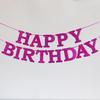 Bandera decorativa con letras brillantes para cumpleaños, para fiestas de feliz cumpleaños, venta al por mayor, 8 colores opcionales