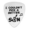 Envía a mi hijo un regalo de cumpleaños desde Europa y Estados Unidos. Madre y padre dan a los niños interesante regalo de mano de acero inoxidable púa de guitarra.