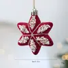 Venta Caliente Transfronteriza Bola de Navidad Flocada Color Vino Tinto de 8CM Bola Colgante Polvo Adhesivo Lentejuelas Bola de Plástico Adorno Decoración para Árbol de Navidad