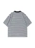 Disfraces de Verano Sureño Verano Retro Americano Patchwork Cuello Redondo Bolsillo Rayas Camiseta Moderna Holgada Versátil Manga Corta
