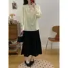 Foto real, preço real conjunto de duas peças 5058+5116 estilo sal sal marinho blusa social francesa top saia plissada