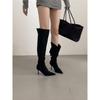 Botas Elegantes de Salto Alto Acima do Joelho para Mulheres 2025 Novo Estilo Hot Girl Melard Tubo Largo Bico Fino Botas de Salto