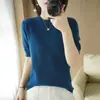 Outono/Inverno 2026 Novo Tricô Gola Redonda Manga Curta Feminino Casual Pulôver Fino Solto Manga Meia Manga Top Versátil Atacado