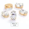 Xiaohongshu Oval Ouro Fundo Garra Quatro Pontas Diamante Roupas Chapelaria Colar Pulseira Acessórios de Joias com Furo Diamante de Vidro Costurado à Mão