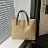 Bolso Tejido Portátil Estilo Coreano Nueva Moda Primavera y Verano 2025 Bolso Tote Cubo Simple Gran Capacidad Bolso de Mano para Viajes