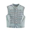 Comercio Exterior 2026 Otoño Nuevo Estilo Europeo y Americano Moda Femenina Casual Suelto Botón Decorado Chaleco de Mezclilla 8727260