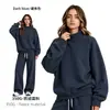 Ropa para Mujer Cai Xiang Dao Transfronteriza Sudadera con Forro Polar de 350G, Cuello Semi Alto Redondo, Conjunto de Pantalones con Cordón Estilo Universitario Americano para Mujer