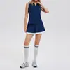 Chaleco sin mangas para deportes de verano, polo casual, top con cuello, ropa para exteriores para tenis, conjunto de golf, falda plisada