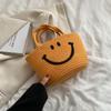 Bolso de Paja Sonriente de Verano para Mujer 2023 Nuevo ins Versátil Bolso Tejido de Playa Popular en Internet Bolso de Mano Tipo Cesta de Frutas