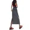 Falda de Mezclilla de Cintura Alta en Línea A para Mujer, Estilo Nuevo Versátil de Moda con Abertura Trasera, Falda Bodycon de Longitud Media Suelta Adelgazante