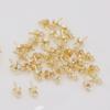 Pendiente de Perla Hecho a Mano DIY Chapado en Cobre Puro con Oro Real de 14K/18K Pendientes de Tachuela Ojo de Oveja Pequeño Color Dorado Conservación del Color Accesorios de Joyería