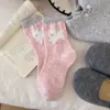 Calcetines de Lana para Mujer en Otoño e Invierno Estilo Coreano Dibujos Animados Elegantes Engrosados Cálidos y Lindos Peludos Cachorro Felpa Calcetines de Media Pantorrilla