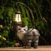 Luces solares de resina transfronterizas, lindas luces colgantes de gatitos, adornos para exteriores, linterna, estatua, balcón, patio, luces decorativas