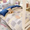 Juego de tres piezas de gasa fruncida con borde de concha para dormitorio estudiantil, juego de ropa de cama individual con sábana y funda de edredón, juego de cuatro piezas