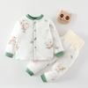 Ropa de bebé otoño e invierno bebé cintura alta vientre cálido pijama acolchado recién nacido algodón ropa interior otoño pantalón traje