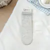 Calcetines de mujer frescos y sencillos para primavera y verano, tela fina con diseño de bloques de color, longitud hasta la mitad de la pantorrilla, modernos y versátiles, con ribete de encaje y diseño superpuesto