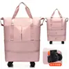 Bolsa de Viagem com Rodas Universal, Bolsa de Viagem com Rodas, Bolsa de Grande Capacidade, Bolsa de Carrinho Dobrável Feminina, Bolsa de Armazenamento para Compras