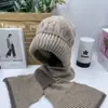 Gorro de Lana Tejido Cálido para Otoño e Invierno para Mujer, Gorro con Protección para los Oídos para Mamá Ciclista, Gorro Integrado con Bufanda, A Prueba de Frío