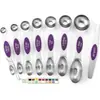 Amazon Transfronterizo Juego de Cucharas Medidoras Magnéticas de Doble Cabeza de Acero Inoxidable con 8 Piezas, Herramientas Magnéticas para Condimentos para Hornear con Escala