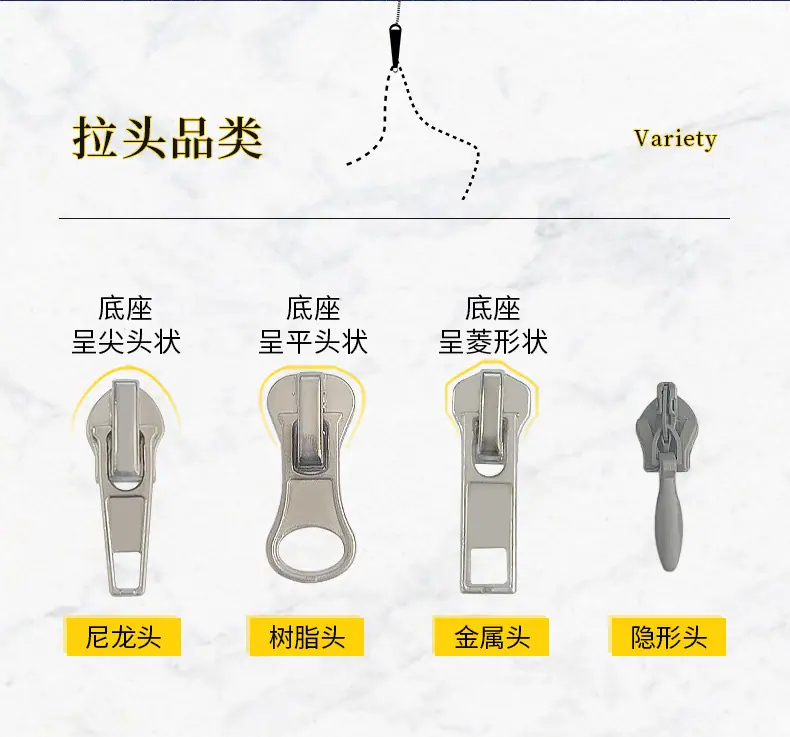 拉链头，3号尼龙拉头，反装黑镍短片拉头