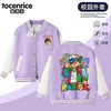 Camisa de basebol infantil Roblox, jaqueta casual com blocos de cor e estampa de desenho animado para meninos, primavera e outono, para crianças mais velhas