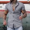 Camisas de Manga Corta para Hombre de Comercio Exterior Transfronterizo Verano Casual Color Puro Tendencia Juvenil Deportes Delgadas Camisas para Hombre