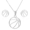 Versión Japonesa y Coreana de Elegante y Sencillo Juego de Tres Piezas de Acero Inoxidable Venta al por Mayor Accesorios Deportivos de Voleibol Baloncesto Cadena Sencilla Geométrica para la Clavícula