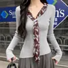 Nuevo Suéter de Punto de Manga Larga Elegante y Moderno Estilo Coreano Otoño e Invierno 2026, Cuello en V, Ajustado a la Cintura, con Cinta Única, Rejuvenecedor, para Mujer