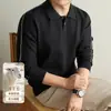 Suéter de punto grueso con mezcla de lana antibacteriana de 10A y cuello tipo polo para hombre, 2026 otoño e invierno, nuevo suéter de lana tejido jacquard