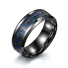 Guerrero de Hierro estilo coreano Joyería coreana al por mayor Anillo de acero inoxidable incrustado con fibra de carbono Moda masculina Anillo personalizado