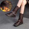 Shanghai Jiejie 2024 - Botas de caballero retro, cálidas, con forro polar, cómodas, combinables, ligeras y de lujo para mujer