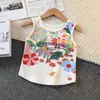 Novo Colete de Verão para Meninas Camisole Infantil Graffiti Girassol Top Estiloso para Crianças Maiores Roupa de Exterior de Verão Estilo Tendência